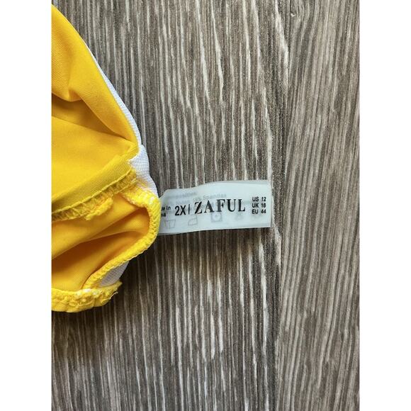 NWT Zaful Yellow Lace-Up Ruffle One Piece Swimsuit‎ Beach Bodysuit Size 12 - Picture 5 of 7